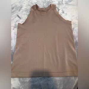 Renew Racerback tank. Woman's Ribbed Tank Top - Tan